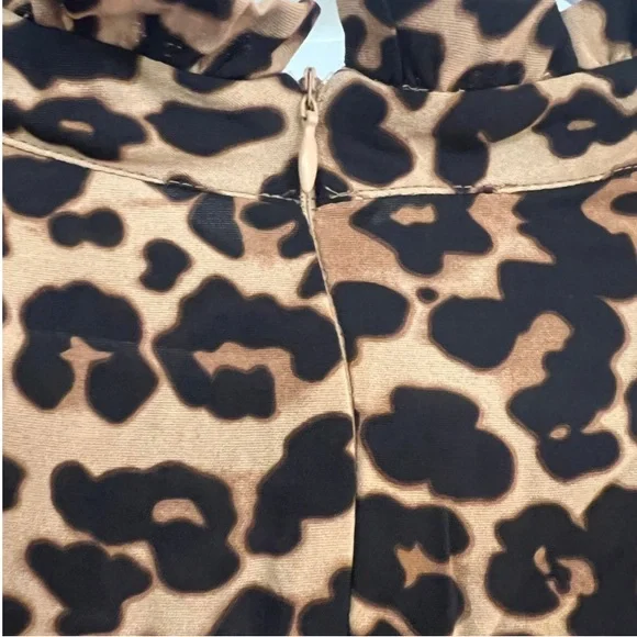 Boohoo Tan Leopard Long Sleeve Dress - Picture 4 of 4